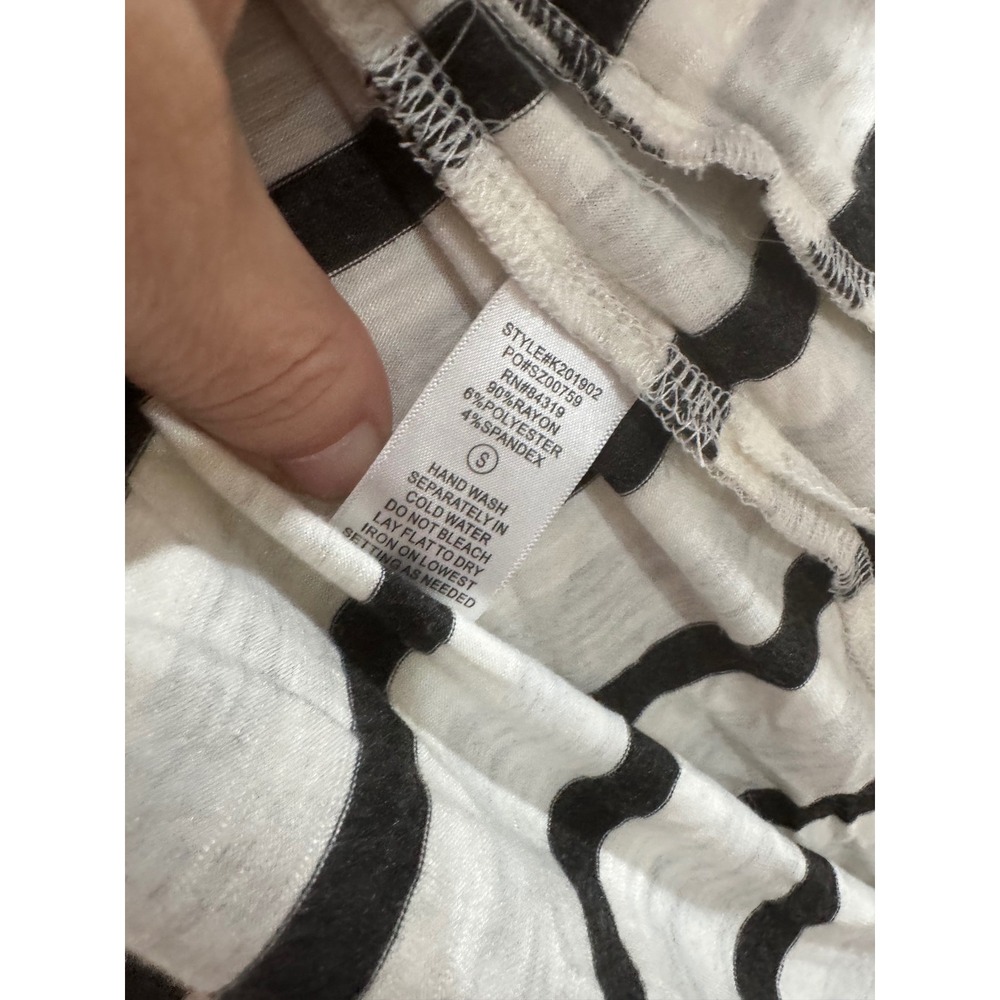 Cyrus Womens Black White Striped Open Front Cardigan Sweater Pockets K201902 S